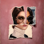  Eldridge, a 20x16 oil on canvas painting by Brian Batt, features a modernist collage of pink, beige, brown, and black colors. This contemporary artwork showcases torn diversions and portraits, reflecting deep emotional landscapes, making it a striking addition to any decor.