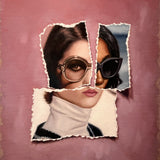  Eldridge, a 20x16 oil on canvas painting by Brian Batt, features a modernist collage of pink, beige, brown, and black colors. This contemporary artwork showcases torn diversions and portraits, reflecting deep emotional landscapes, making it a striking addition to any decor.