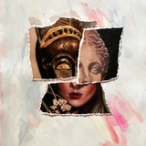  Leonard is a 24x18 inch original painting by Brian Batt, featuring a modernist style with a vibrant palette of pink, hot pink, gray, brown, and white. This oil on paper artwork combines collage elements and torn diversions, inviting viewers to explore its emotional depth and contemporary aesthetics.