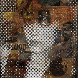  WDTDG, an original painting by Brian Batt, showcases a modernist style with oil on collaged canvas. Measuring 20x16 inches, it features a vibrant color palette of blue, brown, green, and white, reflecting the energy of New York City through intricate dots and portraits, embodying contemporary expression.