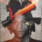 Basquiat on Basquiat is a vibrant 40"x30" oil on canvas painting by Brian Batt, featuring a dynamic interplay of blacks, whites, reds, and oranges. This modernist artwork showcases halftone portraits that reflect New York's celebrity culture, making it a striking addition to any art collection.